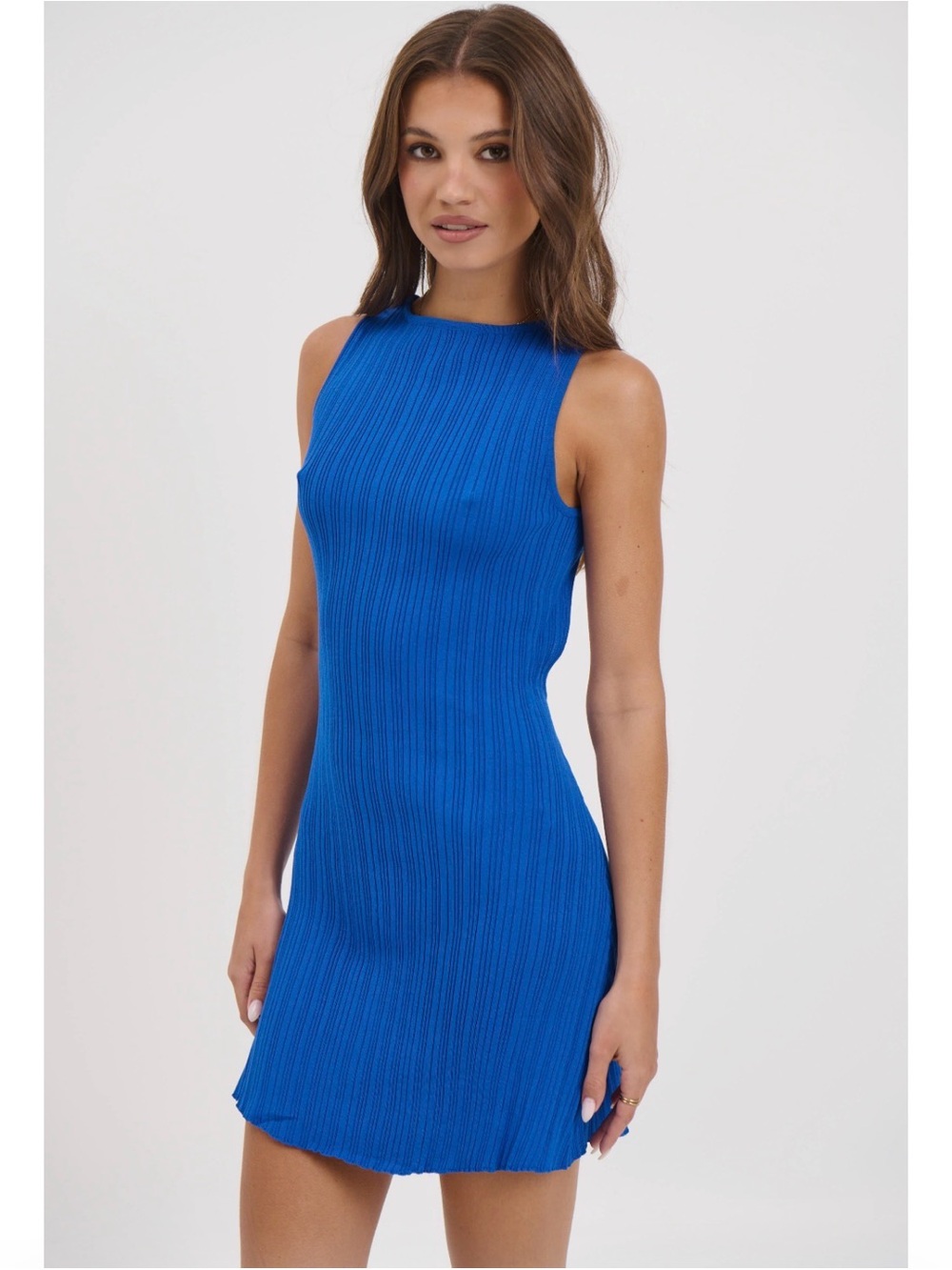 BRONZE SNAKE
Peyton Ribbed Mini Dress Blue